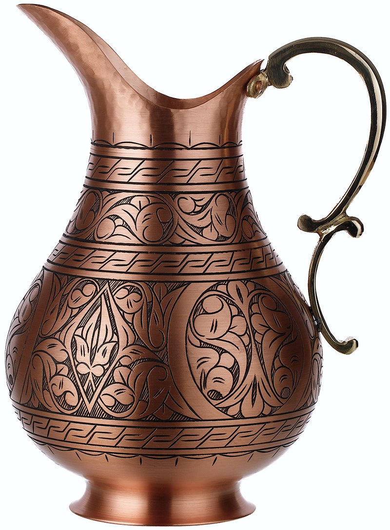 DEMMEX The Pitcher, 1mm Solid Copper Handmade Engraved Copper Pitcher Vessel Ayurveda Jug for Drinking Water, Moscow Mule, Cocktail (Matte-Engraved) - Image 5